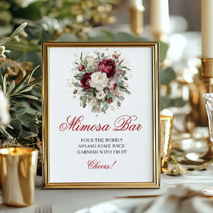 Poster Enseigne florale Burgundy Blush Bar Mimosa Eucalyp