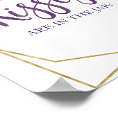 Poster Enseigne florale en or violet Combien de baisers (Coin)