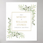 Poster Enseigne funéraire de verdure Partagez un souvenir (Devant)