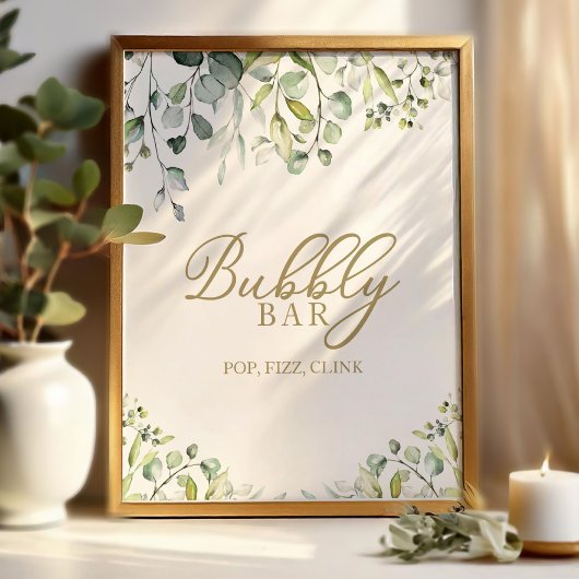 Poster Enseigne Greenery aquarelle bulle bar pop fizz cli
