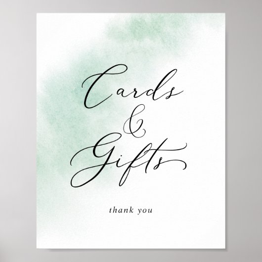 Poster Enseigne Lavis Aquarelle | Cartes et Cadeaux Verts (Devant)