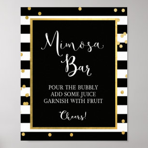 Poster Enseigne noire et or du bar Mimosa