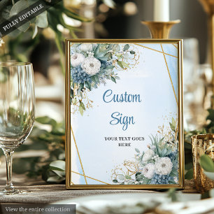 Poster Enseigne numérique personnalisée Bleu poussiéreux