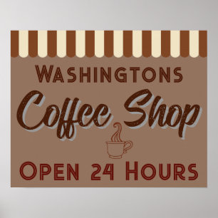 Poster Enseigne personnalisée de café vintage en art
