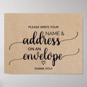 Poster Enseigne rustique de kraft faux pour adresser une