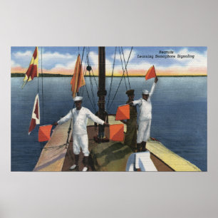 Poster Enseignement des recrues Semaphore Signal - US Nav