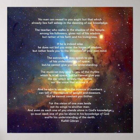 Poster Enseignement par Kahlil Gibran (Devant)