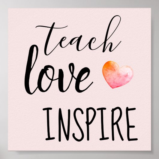 Poster Enseigner Amour Inspirer Enseignants Rose (Devant)