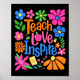Poster Enseigner Amour Inspirer Fleur Professeur Premier