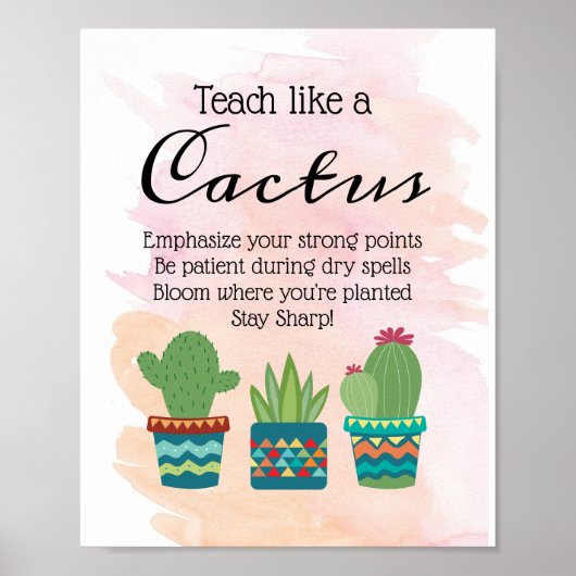 Poster Enseigner Comme Un Cactus Mur De Professeur Imprim (Devant)