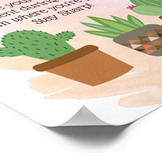 Poster Enseigner Comme Un Cactus Mur De Professeur Imprim (Coin)