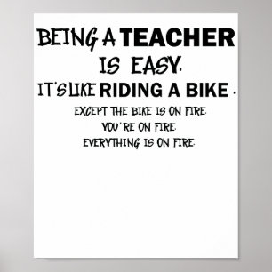 Poster Enseigner est facile comme monter un vélo en feu