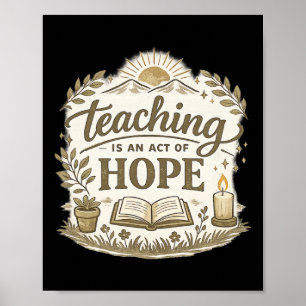Poster Enseigner est un acte d'espoir Cadeau pour enseign
