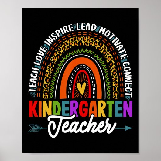 Poster Enseigner L'Amour Inspirer Kindergarten Enseignant (Devant)