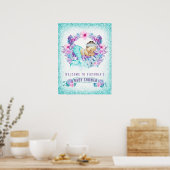 Poster Enseignes de Baby Shower Sirène (Cuisine)