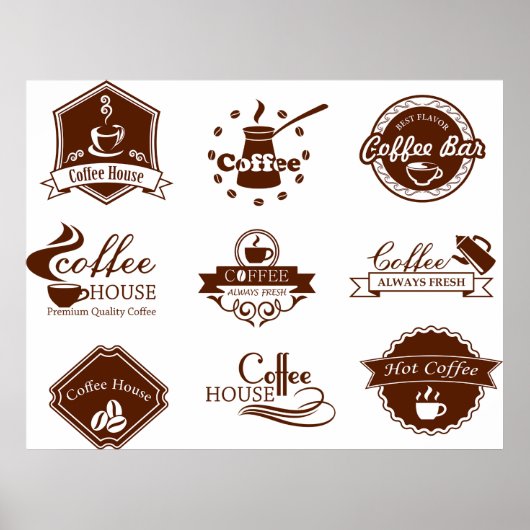 Poster Enseignes d'étiquette de maison de café (Devant)