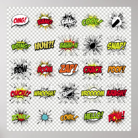 Poster Ensemble abstrait d'objets pop art sur un dossier (Devant)