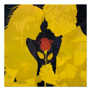 Poster Ensemble dans l'amour - Illustration de l'amour ro