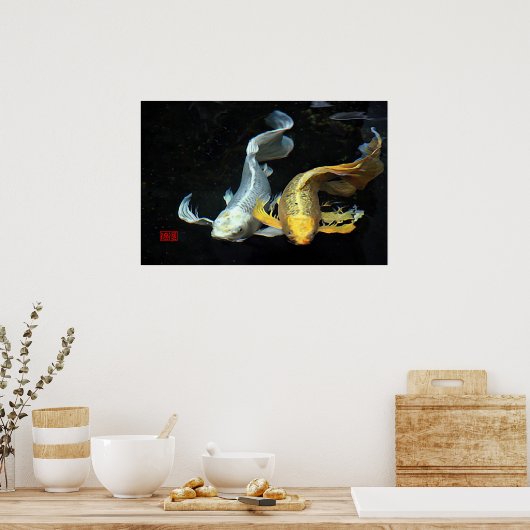 Poster Ensemble dans Love/Gold & Silver Poisson Koi (Cuisine)