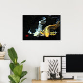 Poster Ensemble dans Love/Gold & Silver Poisson Koi (Bureau à domicile)
