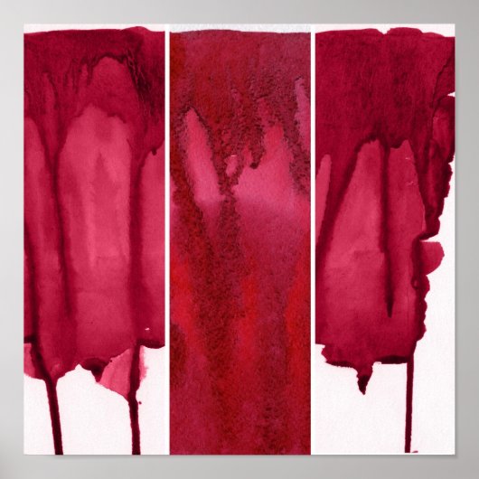 Poster Ensemble d'aquarelle rouge abstrait peint à la mai (Devant)