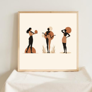 Poster Ensemble d'art géométrique féminin linéaire