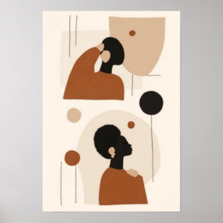 Poster Ensemble d'art mural de portrait abstrait | Afriqu