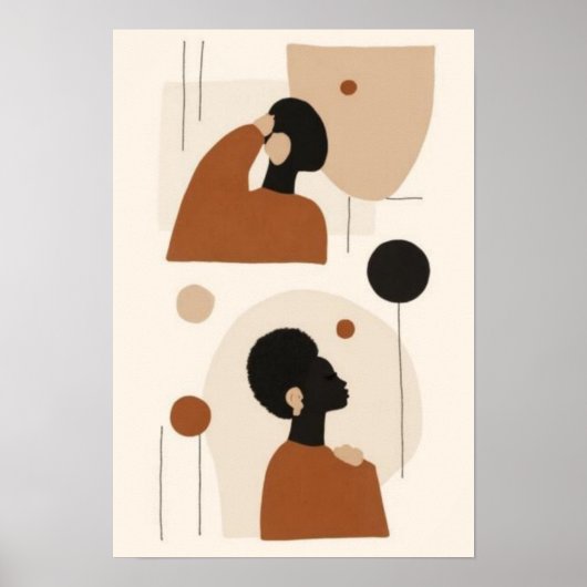 Poster Ensemble d'art mural de portrait abstrait | Afriqu (Devant)