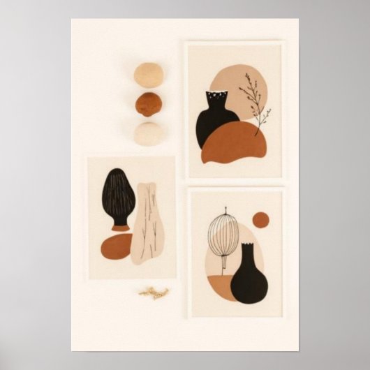 Poster Ensemble d'art mural de vase abstrait | Moderne du (Devant)