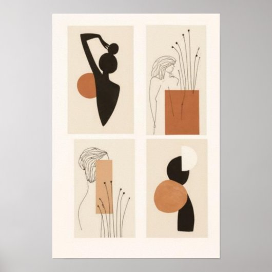 Poster Ensemble d'art mural féminin abstrait | Minimalist (Devant)