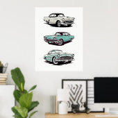Poster Ensemble de 3 voitures anciennes. (Bureau à domicile)