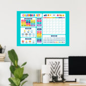 Poster Ensemble de calendrier mignon Kawaii (Bureau à domicile)