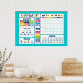 Poster Ensemble de calendrier mignon Kawaii (Cuisine)