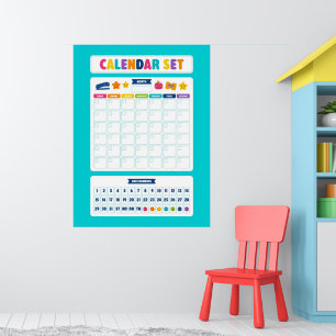 Poster Ensemble de calendrier mignon Kawaii