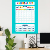 Poster Ensemble de calendrier mignon Kawaii (Bureau à domicile)