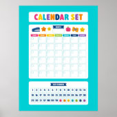 Poster Ensemble de calendrier mignon Kawaii (Devant)