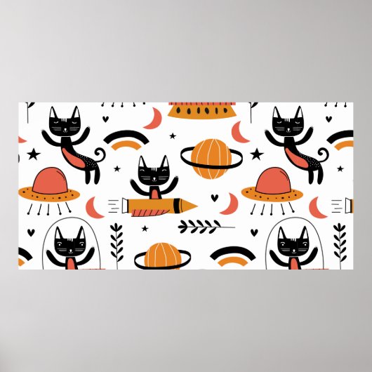 Poster Ensemble de chats mignons illustration design vint (Devant)