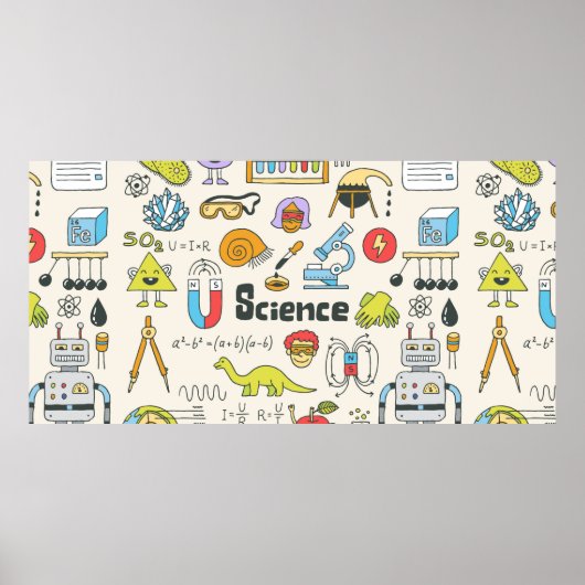 Poster Ensemble de doodles de science scolaire 1. Huile v (Devant)