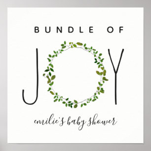 Poster Ensemble De Joy Green Wreath Baby shower
