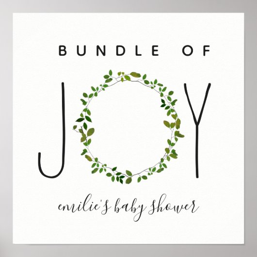 Poster Ensemble De Joy Green Wreath Baby shower (Devant)