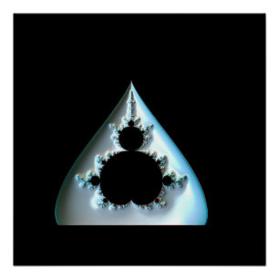 Poster Ensemble de Mandelbrot argent sur fond rouge