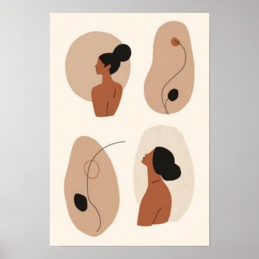 Poster Ensemble de portraits féminins abstraits | Mur de (Devant)