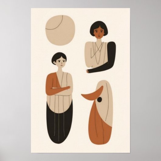 Poster Ensemble de portraits figuratifs abstraits | Scan (Devant)