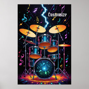Poster Ensemble de tambours à cymbales d'état