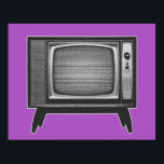 Poster Ensemble de télévision Pop Art Retro<br><div class="desc">Presque chaque famille avait dans le salon un de ces grands postes de télévision et un de ces coffrets. Le graphique Retro Television Set donne à l'ancienne TV de l'école le traitement pop art. L'image entière est en trois nuances de gris. L’écran de la télévision diffuse le bruit statique qui...</div>