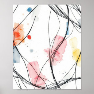 Poster Ensemble de tirages de dessins au trait abstraits