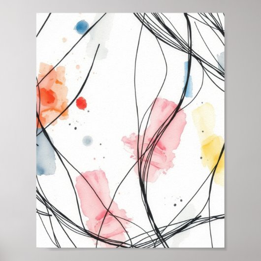 Poster Ensemble de tirages de dessins au trait abstraits (Devant)