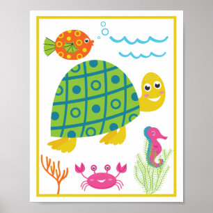 Poster Ensemble d'impression d'art de créatures marines p