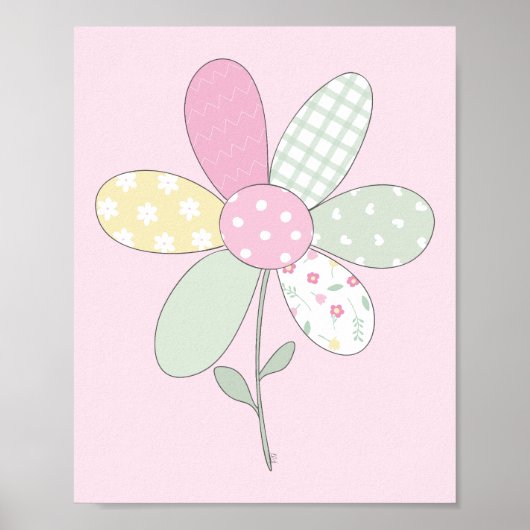 Poster Ensemble d'impression d'art de patchwork : Fleur s (Devant)