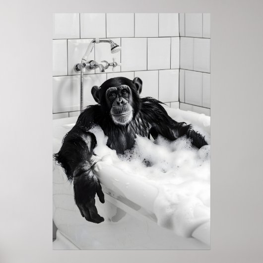 Poster Ensemble d'impression de bain moussant de singe dr (Devant)